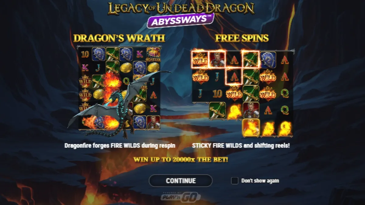 Visual dramatis naga mayat hidup dalam slot Legacy of Undead Dragon Abyssways