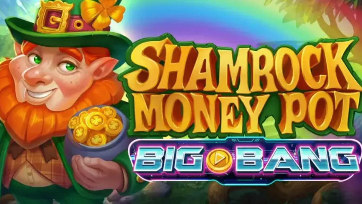 Tampilan visual slot Shamrock Money Pot Big Bang dengan tema Irlandia dan elemen futuristik.
