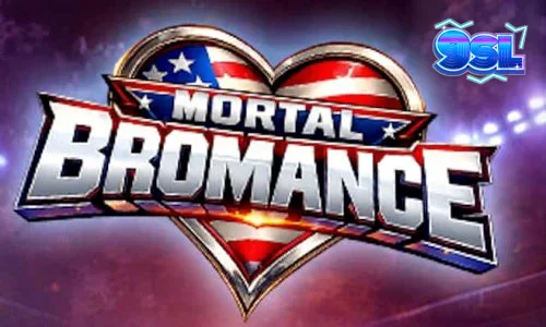 Tampilan visual slot Mortal Bromance dengan tema ruang ganti yang unik dan penuh warna.